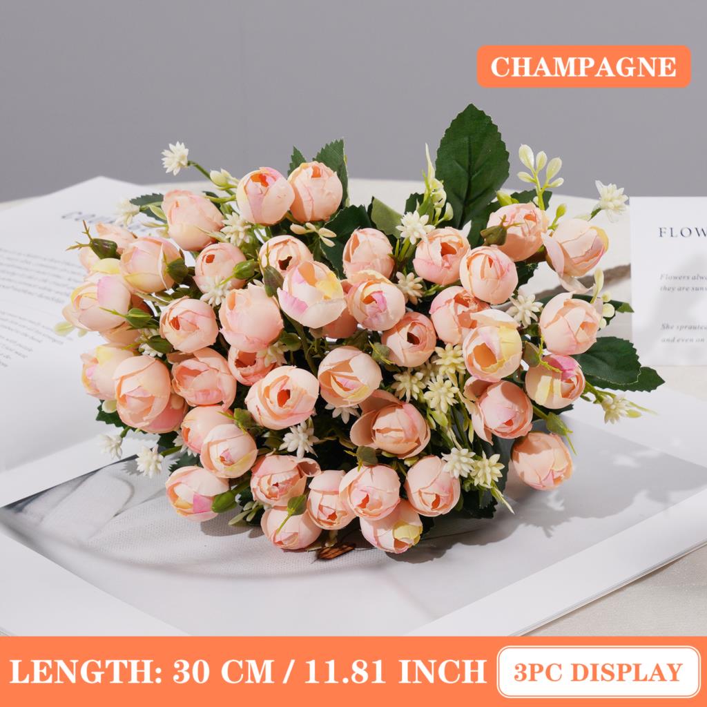 

Artificial Rose Bouquet Vintage Silk Roses Flower for Home Wedding Party Garden Decor 1 Bunch Fake Flowers 1 bunch шампанского