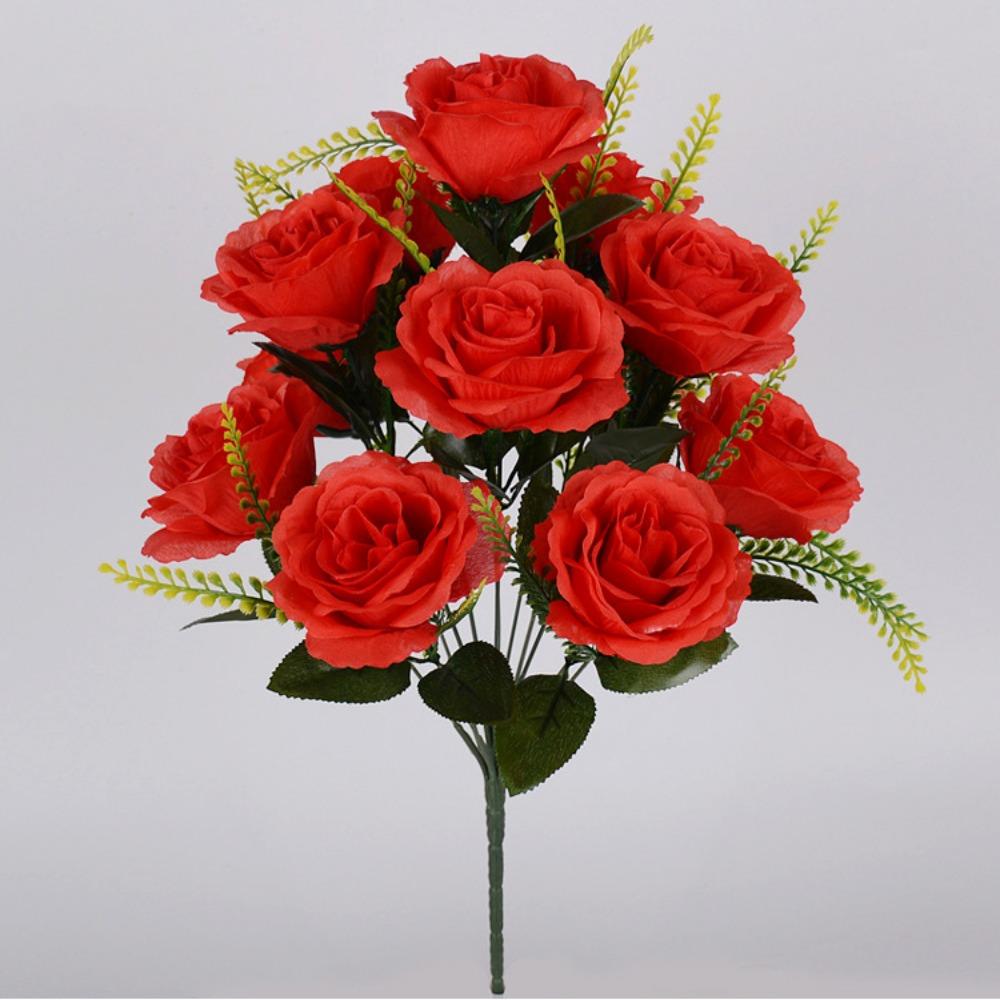 12 Heads Valentine's Day Flowers Mini Crystal Grass Bouquet Real Happy Silk Flower  Home Decorative