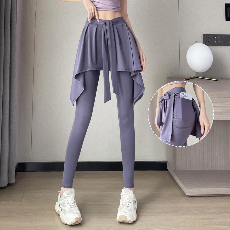 Women's Plus Size Quick-Dry Yoga Skirt-Pants, Anti-Exposure, Autumn Fitness Long Pants