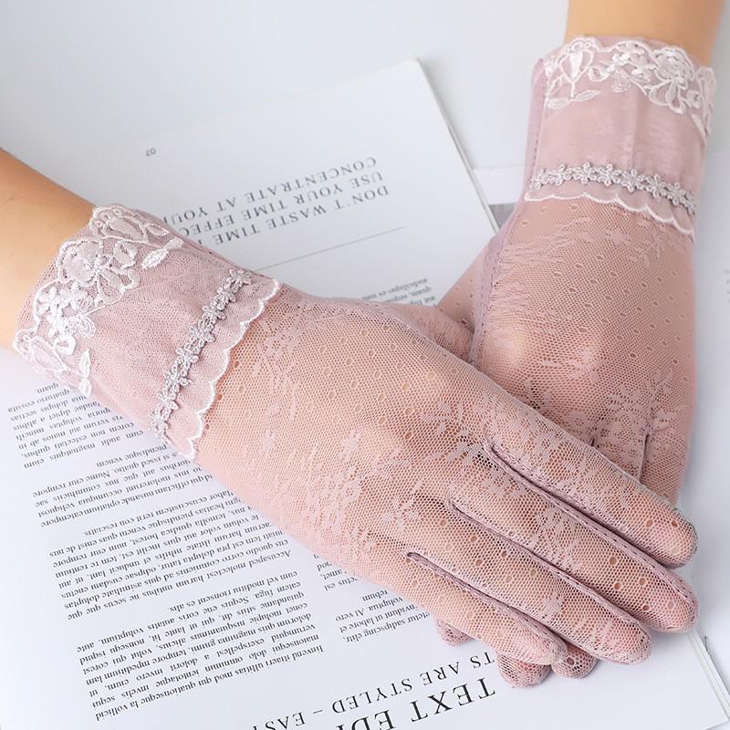 Women's Lace Flower Sun Protection Driving Gloves - Breathable, Lightweight, Touchscreen-Compatible for Outdoor Cycling