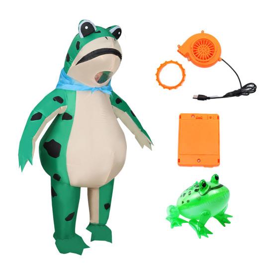 

Надувной костюм лягушки для взрослого ребенка, забавный надувной костюм лягушки с воздушным насосом, лягушачий комбинезон на все тело для Хэллоуина, косплея L