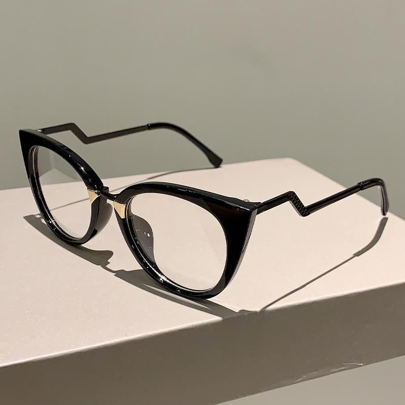 Oversized Cat Eye Glasses Frame Stylish Vintage Round Women Eyeglasses Trendy New Non-prescription Optical Eyewear