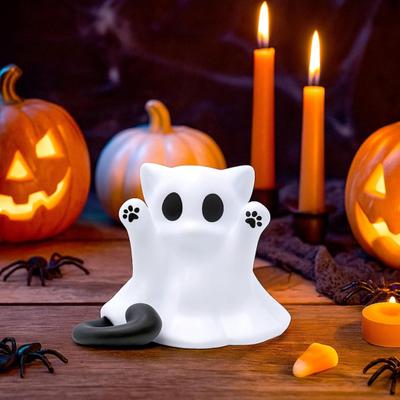 Yousheng Halloween Ghost Cat Statue Cute Mini Cat Figurine Cartoon Desk Ornament for Home Office Tabletop Shelf Decor