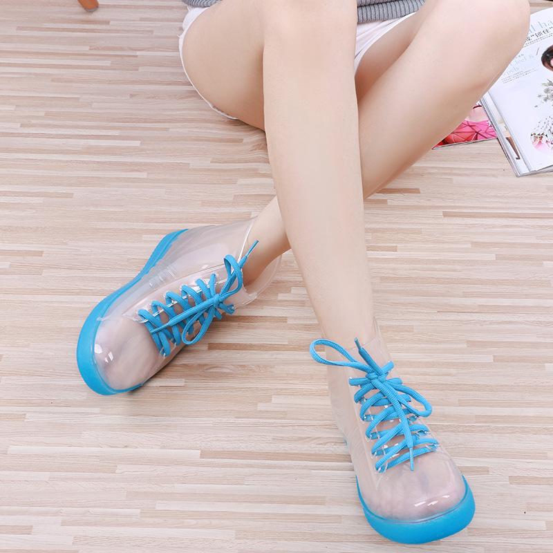 Water shoes low-top transparent rain shoes women's rain boots students short tube low tube rainproof anti-skid rubber shoes