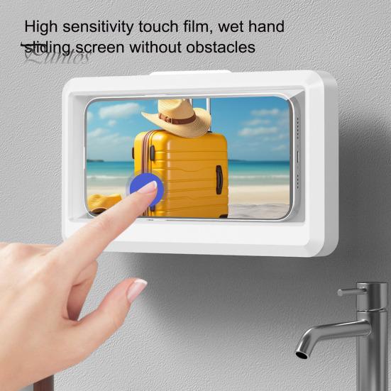 Duschtelefonhalter, wasserdicht, 480 Grad drehbar, beschlagfreies Touchscreen-Gehäuse für Spiegelwand, Badezimmer, höhenverstellbar, Badezimmer, Badewannenwand