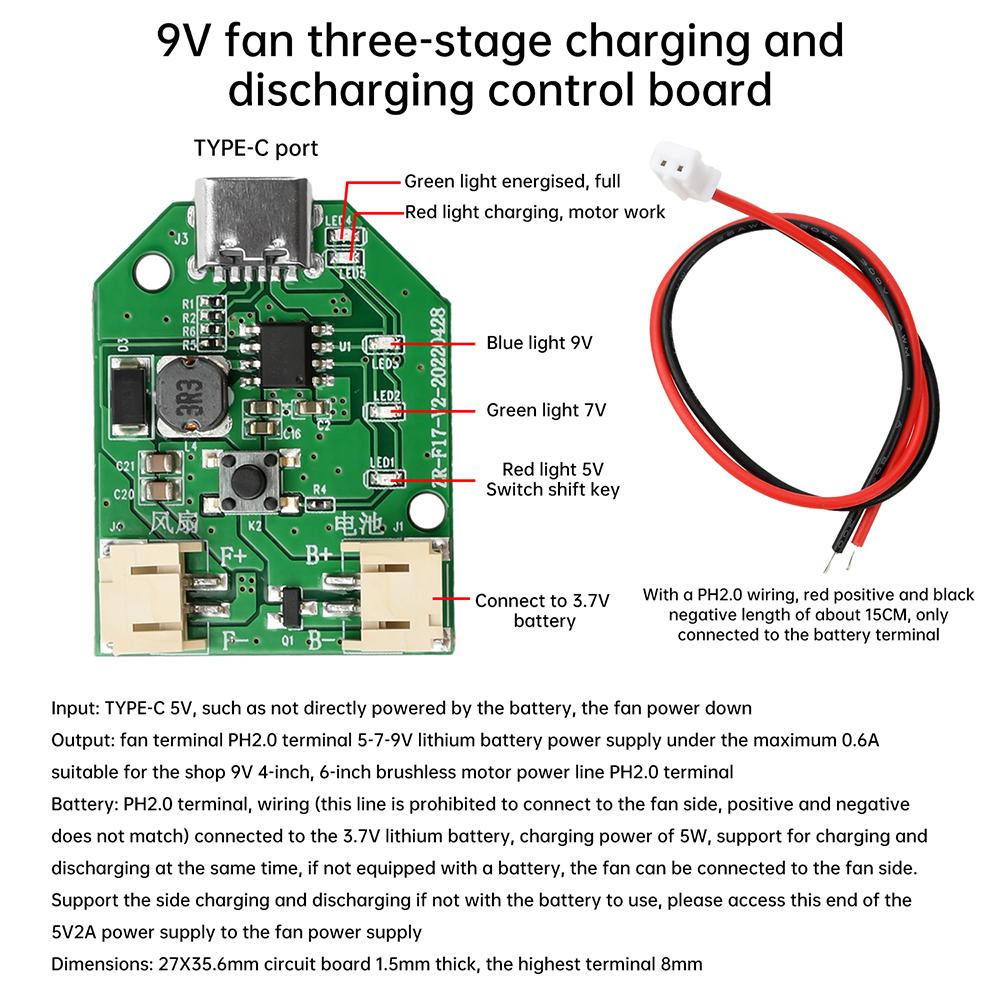 Type-C Micro USB fan drive module 3-speed stepless speed charging control board Mini Table Fan handheld fan control Circuit PCB