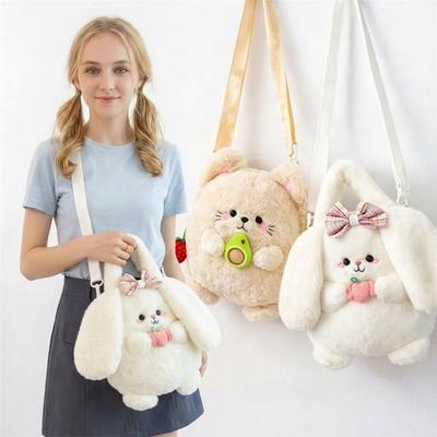 Modische Cartoon-Kaninchen-Schultertasche Weiche Flauschige Umhängetasche Große Kapazität Leichte Handtasche Damen Mädchen Zubehör