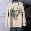 Women's Floral Print Round Neck Long Sleeved T-shirt Sweatshirt Top