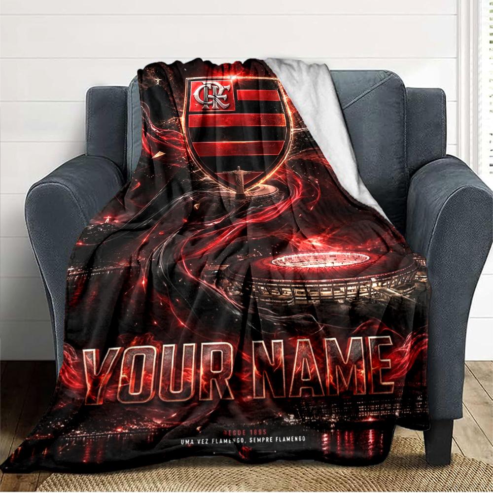 Name Custom CR Flamengo Print Flannel Blanket High Quality Warm Comfortable Cover for All Seasons Perfect for Gifts Home Decor