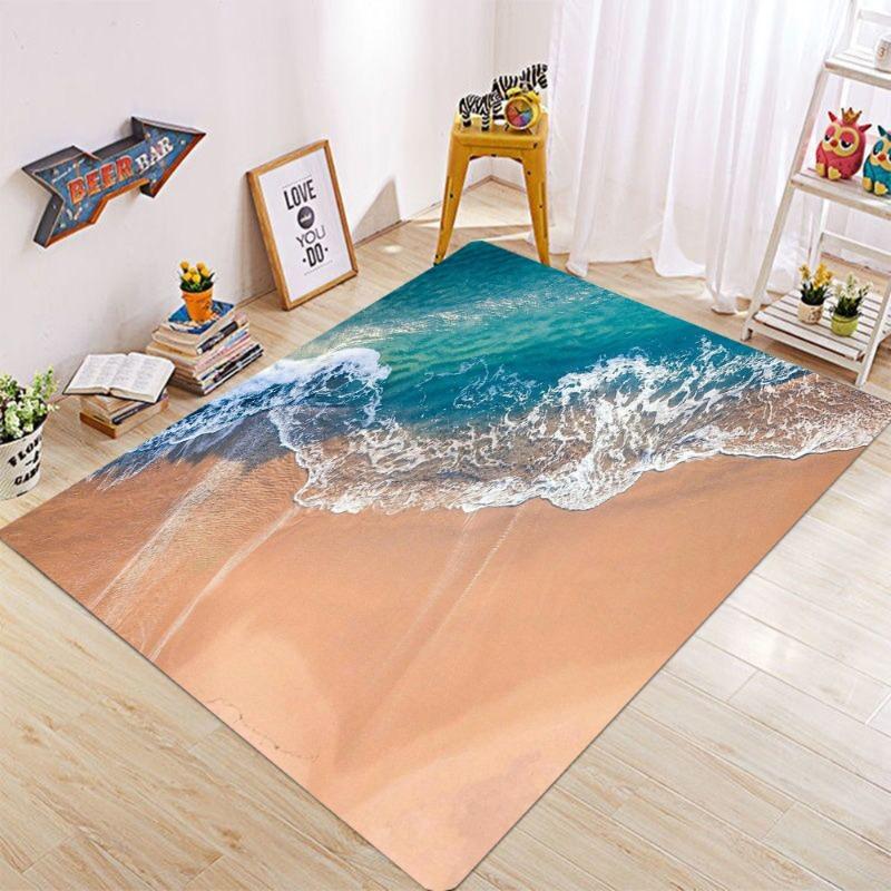 Beach Waves Area Rugs for Living Room Living Room for Bedroom Plaid Style Carpet Rugs for Dining Room Home Decor