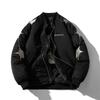 Star Embroidery Bomber Jacket Men Women Streetwear Casual Padded Baseball