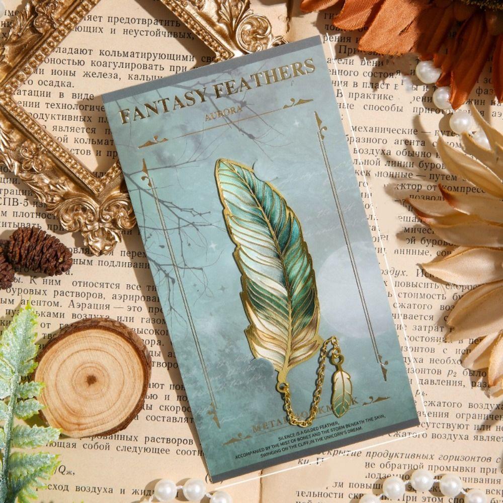 Metal Chain Feather Bookmark Page Clip Pendant Bookmark Aesthetic Vintage Book Clip  Book Lovers