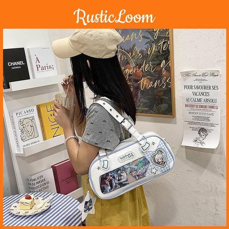 Star Letter Shoulder Bag With Adjustable Shoulder Strap Zipper Design Leather Pu