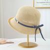 Korean Summer Women's Fisherman Hat with Bowknot Hollow Knit Sunshade Breathable Fashionable Beach Ribbons