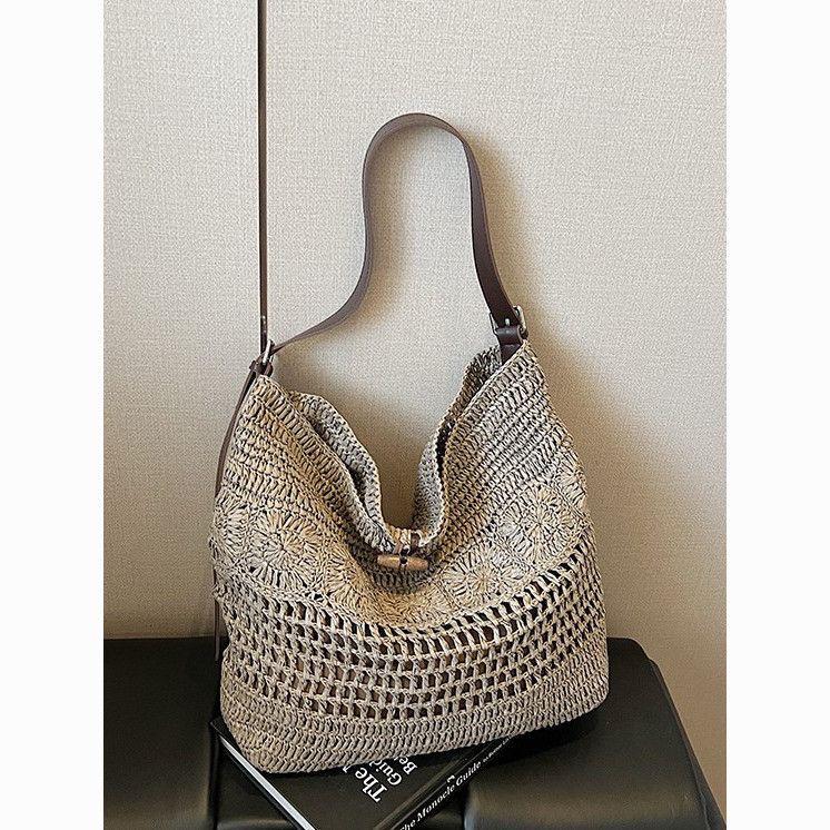 Luxury Straw Crochet Tote: Spacious, Versatile Crossbody for Vacation