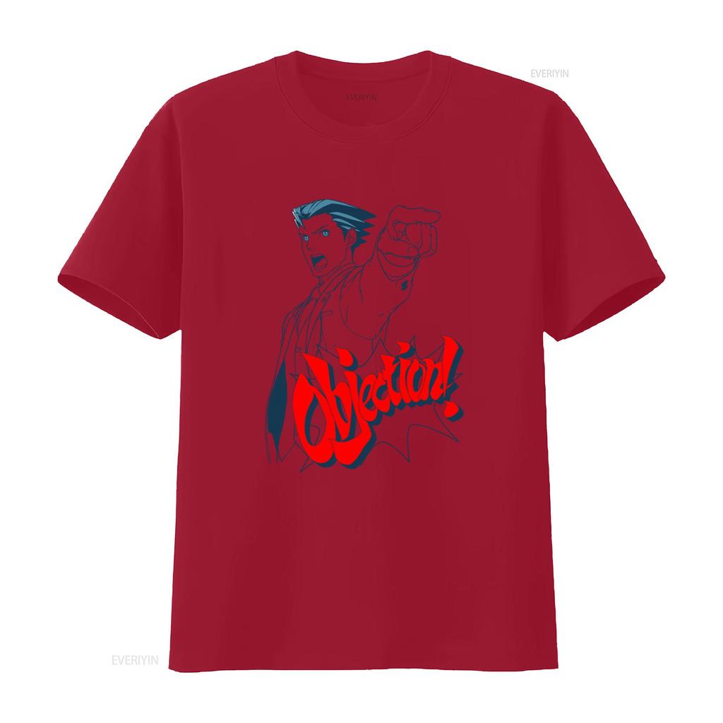 Ace Attorney Phoenix Wright Einspruch Gaming T-Shirt für Männer und Frauen vintage gewaschenes Herren Top für den Alltag lässig weich
