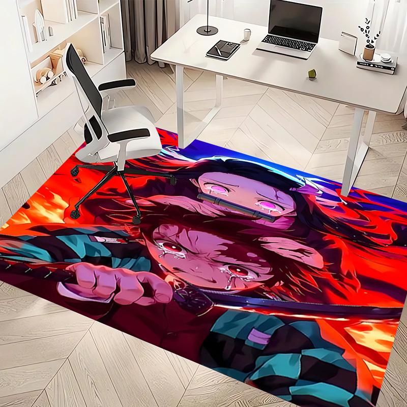 1pc Demon Slayer Print Area Rug - Soft, Washable Non-Slip Indoor Mat, Living Room, Home Office Decorative Rug,Office Decorative