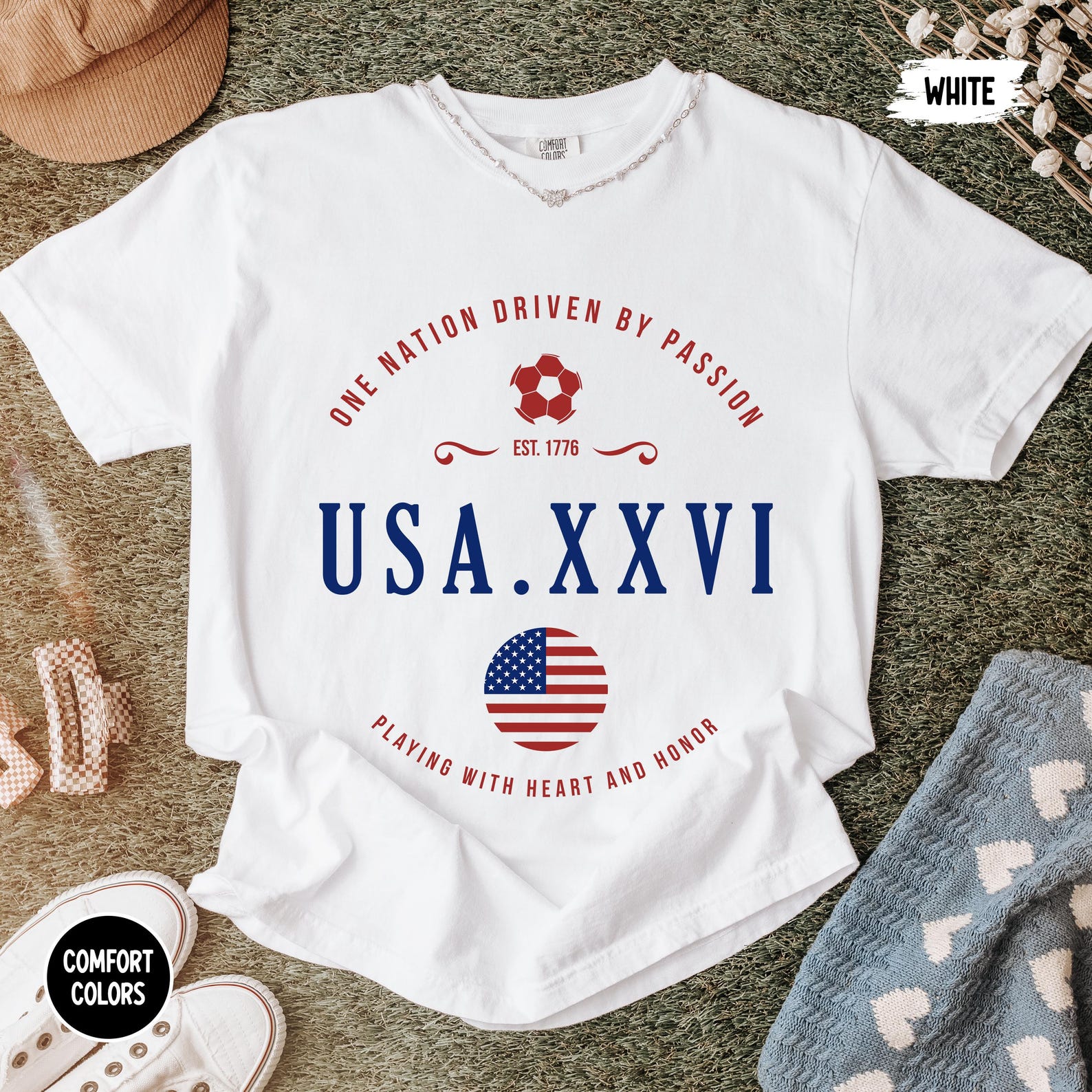 USA Soccer Shirt USA XXVI, Vintage Football Tee, Comfort Colors Shirt, World Cup 2026 Fan Gift, American Soccer Tee S