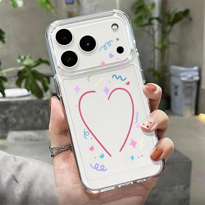 Silky Love Hearts Pattern Case For iPhone 17 Pro Max Coque iPhone 16 15 14 13 Pro Max 11 Clear TPU Silicone Soft Cover