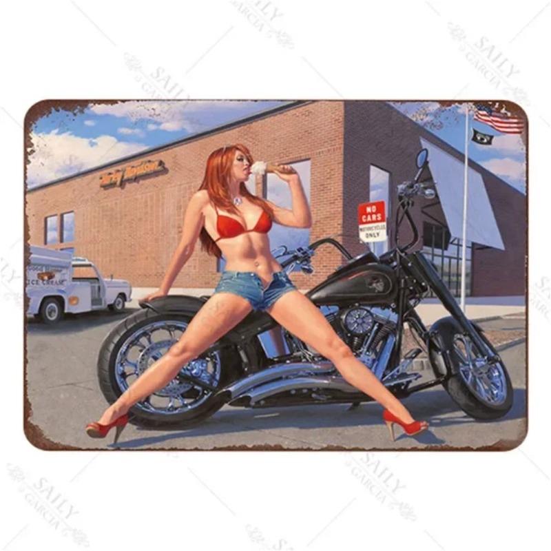 Pin-Up Girl Metal Sign, Retro Wall Art Decor