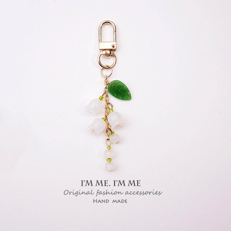 Mobile Phone Lanyard Cute Peach Fruit Phone Charm Couple Keychain Bell Orchids Flower Keyring for Keys Hangings Charm