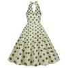 Women's Retro  High Waist Polka Dot Holiday Party Dress Neck Backless Sexy Midi Dress