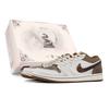Air Jordan 1 Cushioning Abrasion Resistant Slip Resistant Low Top Vintage Basketball Shoes Men's White Brown HF5753-221(Team17-S-Box)