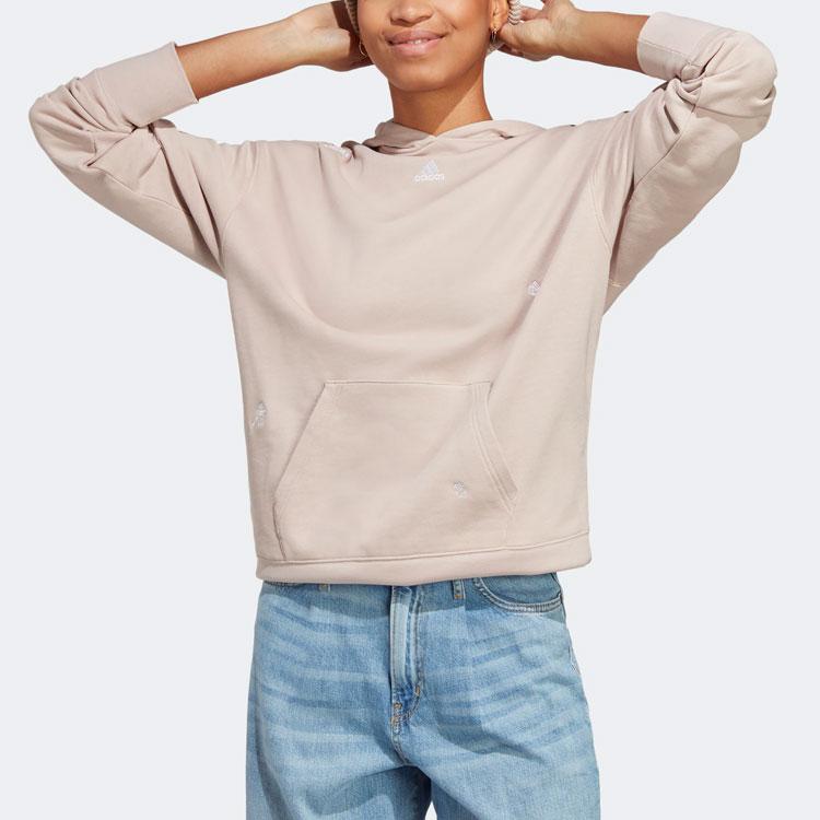 Adidas Sudadera con Capucha de Manga Larga Inspirada en Cristales Curativos para Mujer Sudadera Gris Marrón IC8684