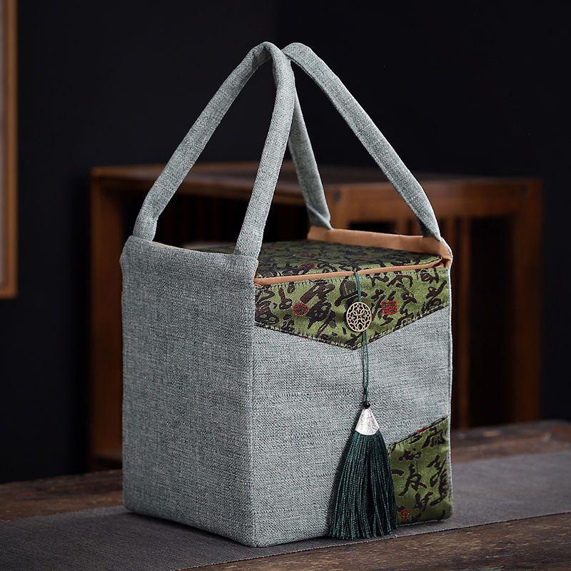 Fabric Tea Can Gift Box, Vintage-Style Fabric Tea Packaging Box, Empty Gift Box