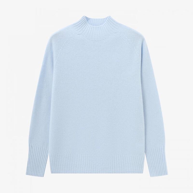Basic House Women's Autumn 100% Wool Semi-High Neck Loose Knit Sweater