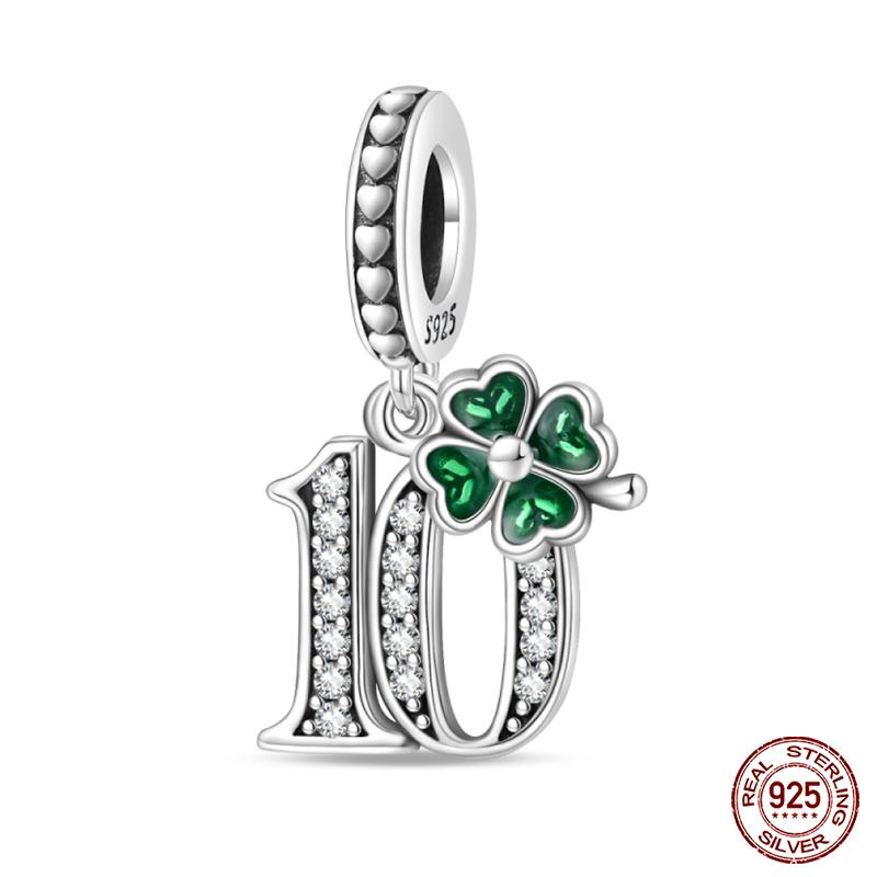 100% Copper Four Leaf Clover Lucky Numbers Soccer Charms Pendants Fit Qikaola Original Bracelets Fine Diy Jewelry