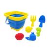 Dětská plážová hračka, Skládací plážový kbelík Cestovní plážová hračka s formičkou na písek, lopatkou a hráběmi, Vhodná pro batolata, chlapce a dívky