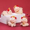 Lucky Cat Resin Desktop Ornament - Cute Cartoon Decoration for Office