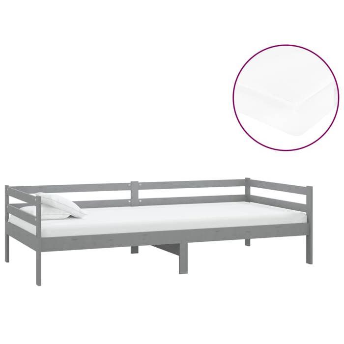 Maison Exclusive - Lit de repos avec matelas 90x200 cm Gris Bois de pin massif