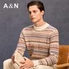 Men's 100% Pure Wool Fair Isle Contrast Pullover Sweater