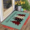 1Pcs Anti Fatigue Kitchen Rugs Christmas Plaid Trees Print Waterproof Non-Slip Thick Cushioned Kitchen Mat Heavy Duty Comfort Standing Mat for Kitchen