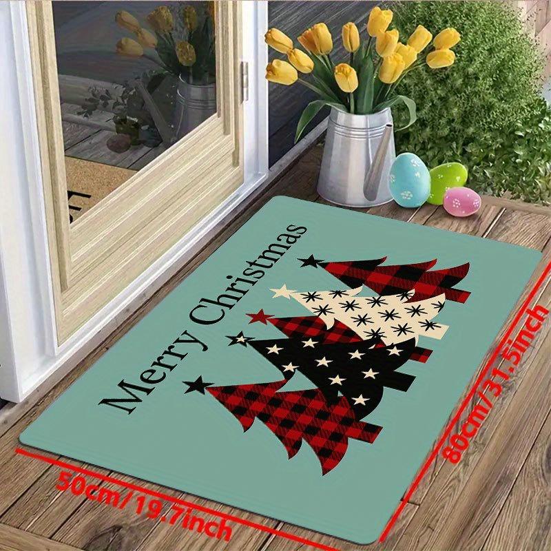 1Pcs Anti Fatigue Kitchen Rugs Christmas Plaid Trees Print Waterproof Non-Slip Thick Cushioned Kitchen Mat Heavy Duty Comfort Standing Mat for Kitchen