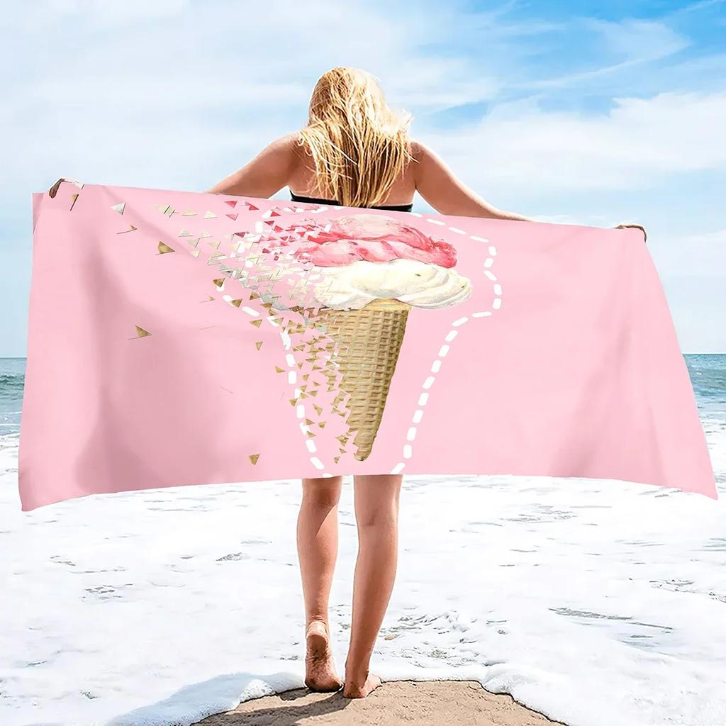 Summer Beach Towel for Adults Kids, Ice Cream Quick Dry Bath Pool Towels Beach Accessories Microfiber Sand Free Beach Towels