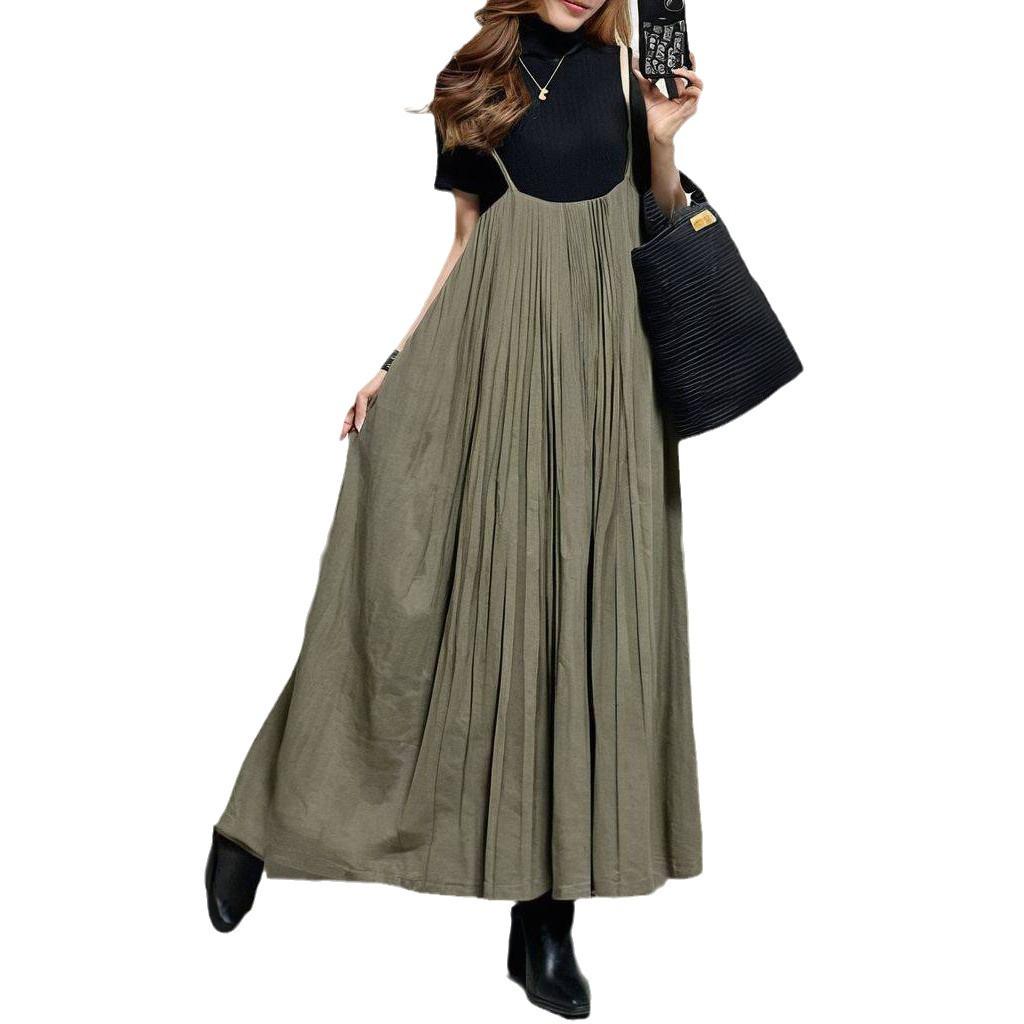 In-Stock 2024 Japanese Summer Pleated Slip Dress