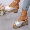 Fashion Shoes Woman 2025 Slippers for Swimming Pool Wedge Peep Toe Round Headed Sequin Design Comfortable Beach Shoes Size 35-43