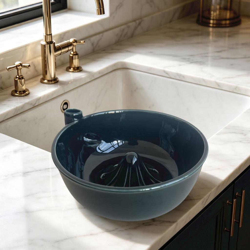 Decorative Fruit Washing Colander with Drain Holes Handle Self Spinning Berry Washing Bowl Large Capacity for Kitchen Prep