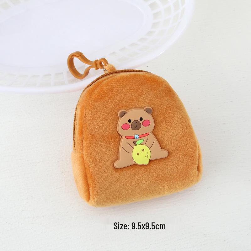 Cute Capybara Cartoon Plush Coin Purse: Portable Kids' Wallet & Storage for Earphones and Lipstick