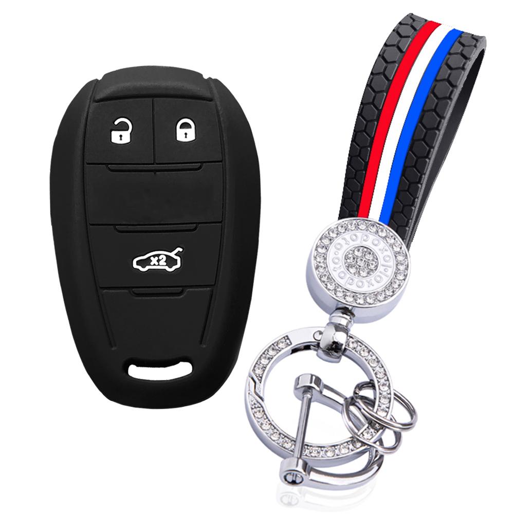 Silicone Key Case Cover For ALFA ROMEO Giulia Stelvio 3 Button Remote Key Fob Accessories Keychain Keyless Remote Key