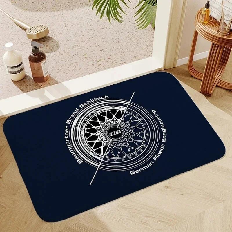 Retro Classic Racing Car Wheel DoorMat, Non-slip Carpet, Suitable for Living Room, Bedroom, Bathroom, Holiday Home Decoration