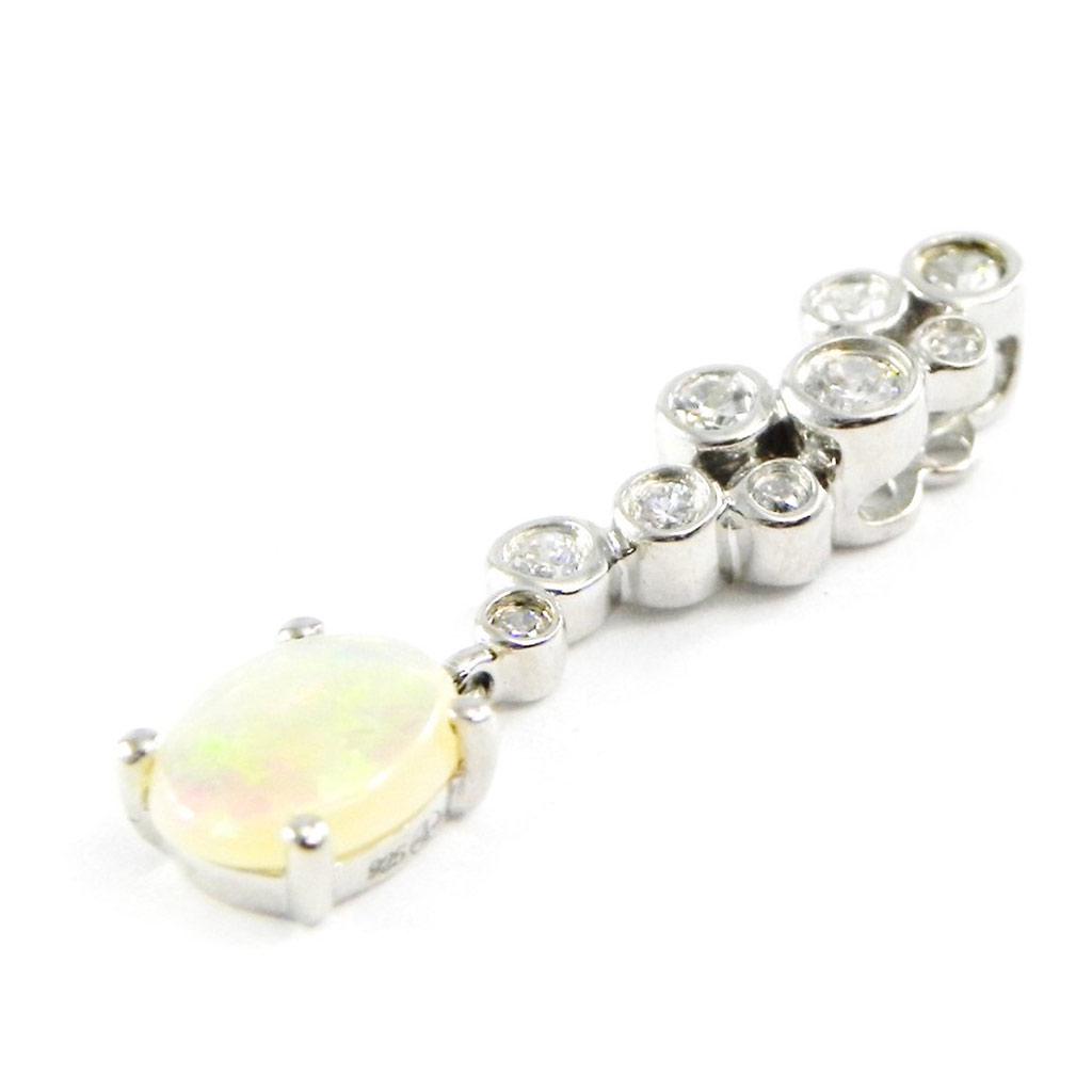 Les Trésors De Lily [F6063] - Pandantiv din argint „Zeița Opalului” argintiu-alb (placat cu rodiu) - 27x6 mm