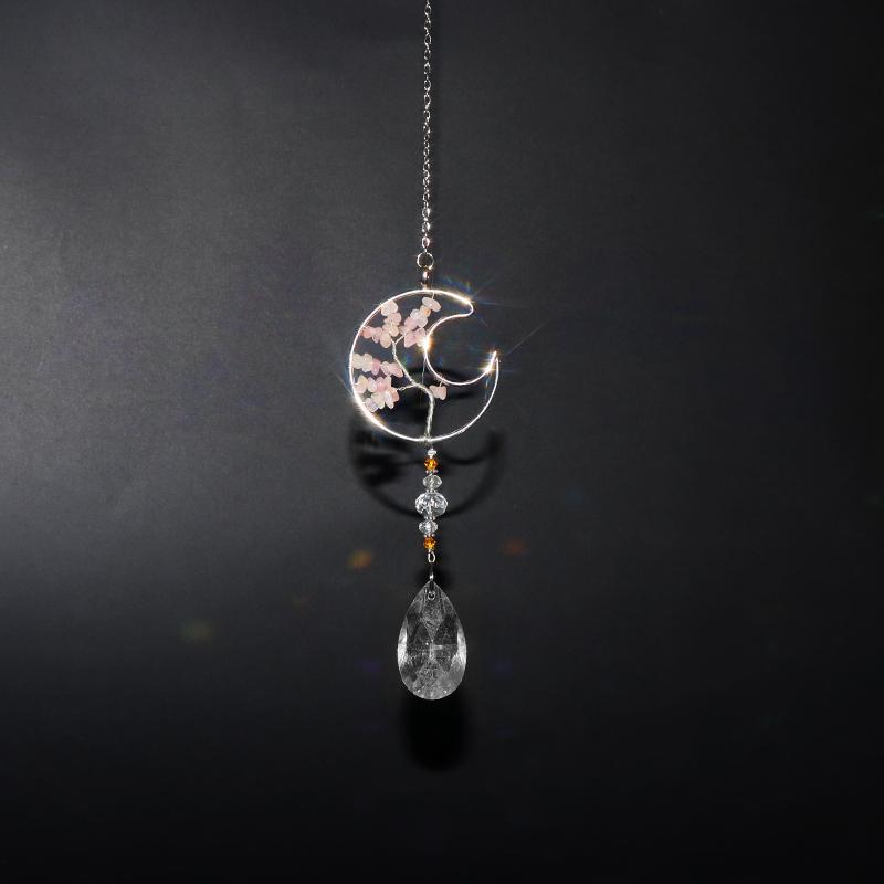 Crystal Sun Catchers Hanging Indoor Window rainbow Prism Tree of Life Rose Quartz Car Pendant Suncatchers