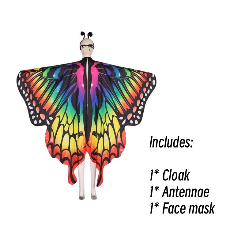 

Плащ Бабочка Черный Воротник Шаль Фея Леди Накидка Нимфа Пикси Костюм Аксессуар Colorful