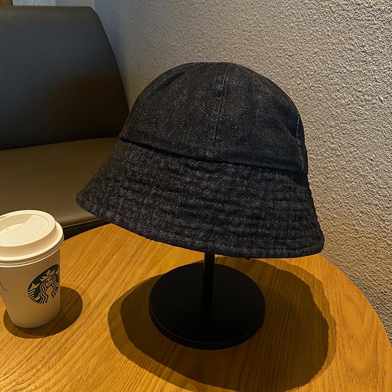 Women's bucket hat, Korean style, trendy and versatile, Japanese style, summer thin washable denim sun protection hat