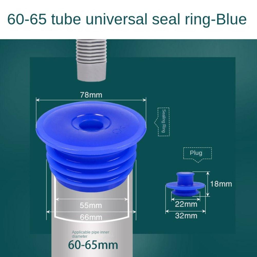 

Соединитель для труб Уплотнительная крышка стиральной машины Заглушка для напольного слива против запаха Уплотнительное кольцо для канализационной трубы suitable for 60-65mm pipe синий