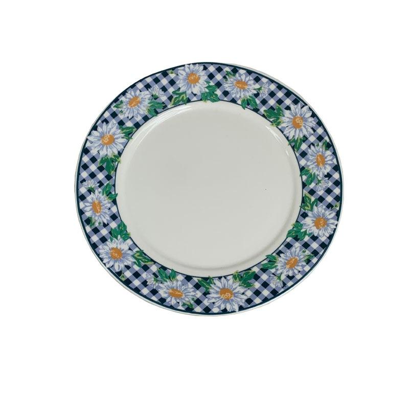 Chinesische Keramikplatte Haushalt 8 Zoll Flache Platte Französisch Vintage Westliches Geschirr Blütchen Porzellan China Tafelgeschirr Backen
